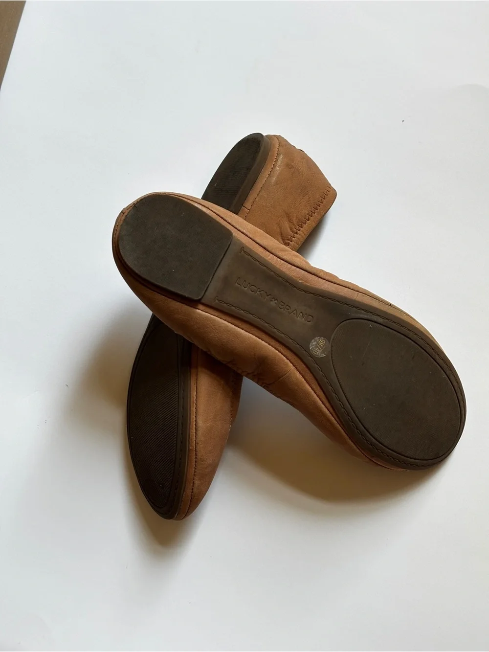 Lucky Brand Brown Leather Ballet Flats - Worn once